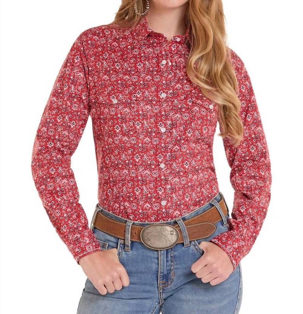 NEW PANHANDLE bandana style rough stock shirt in red